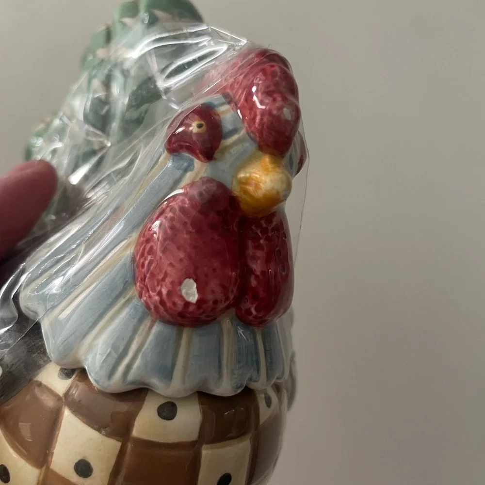 collectible ceramic Sakura Debbie Mumm Rooster‎ Condiment Dish or Sugar Bowl